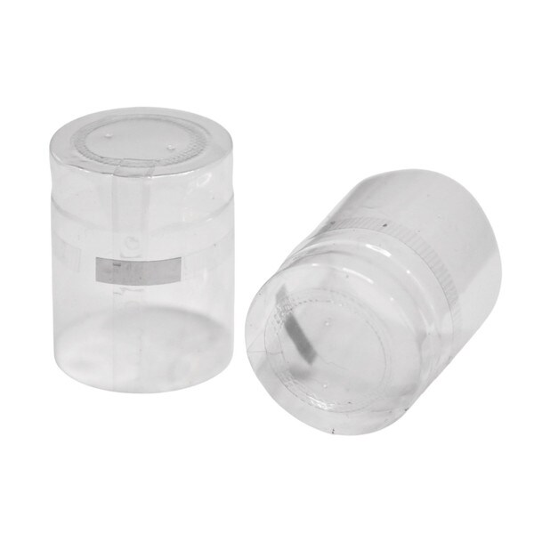 Clear shrink caps with silver tear tab